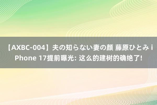 【AXBC-004】夫の知らない妻の顔 藤原ひとみ iPhone 17提前曝光: 这么的建树的确绝了!