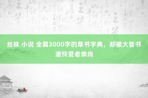 丝袜 小说 全篇3000字的草书字典，却被大皆书道怜爱者崇尚